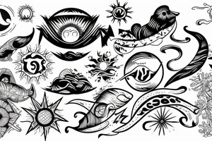 rising sun sun rays sun rise over ocean tattoo idea