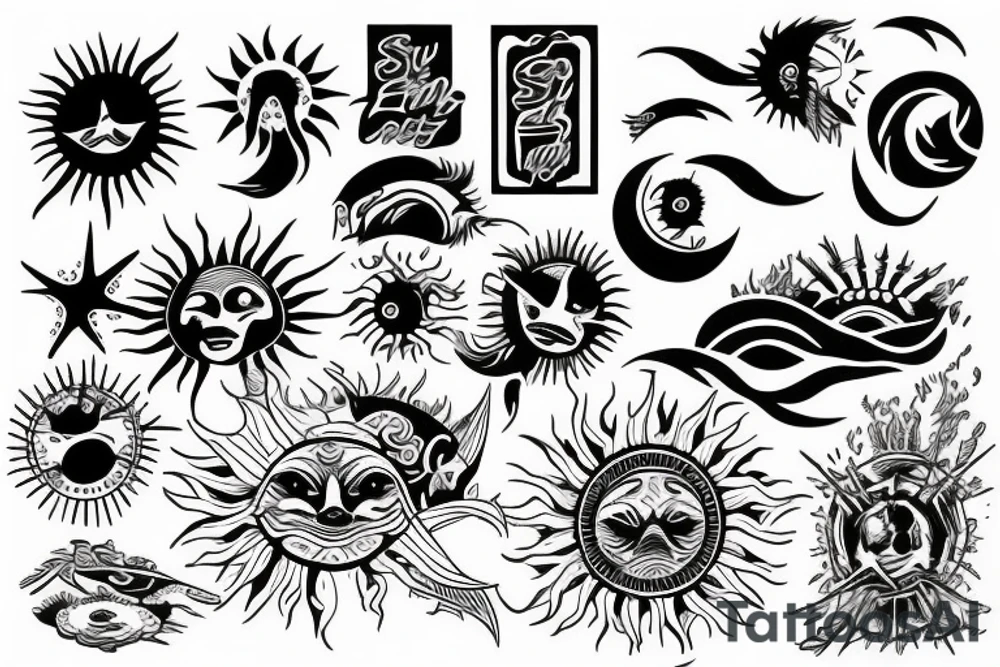 rising sun sun rays sun rise over ocean tattoo idea