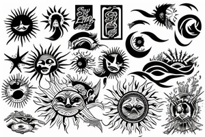 rising sun sun rays sun rise over ocean tattoo idea