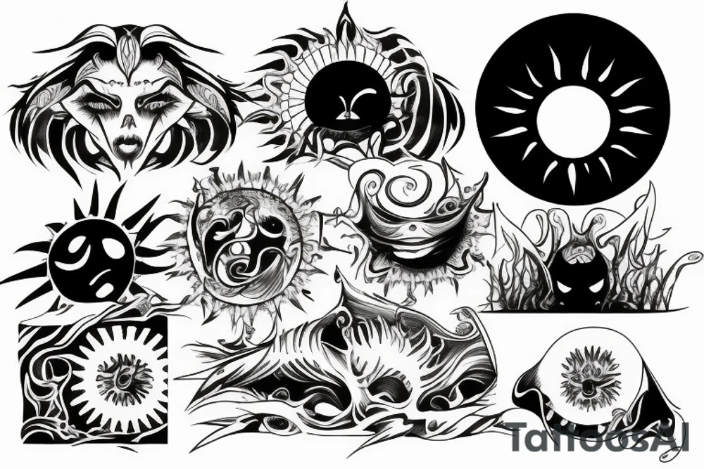 rising sun sun rays sun rise over ocean tattoo idea