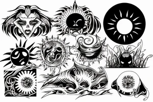 rising sun sun rays sun rise over ocean tattoo idea