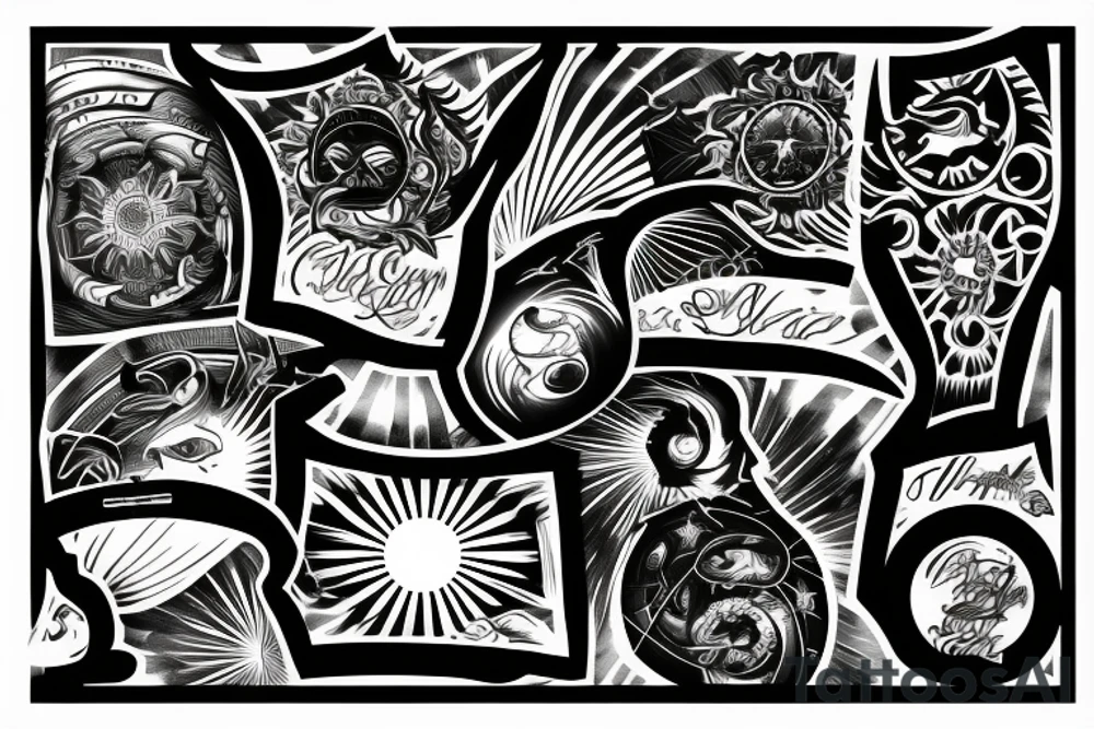 rising sun sun rays sun rise over ocean tattoo idea