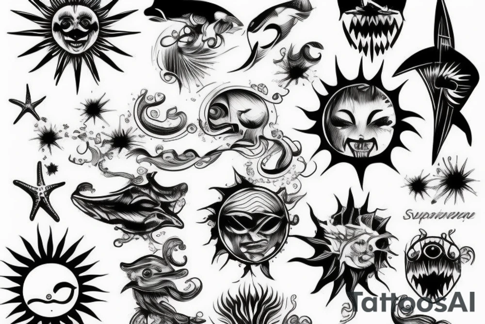 rising sun sun rays sun rise over ocean tattoo idea