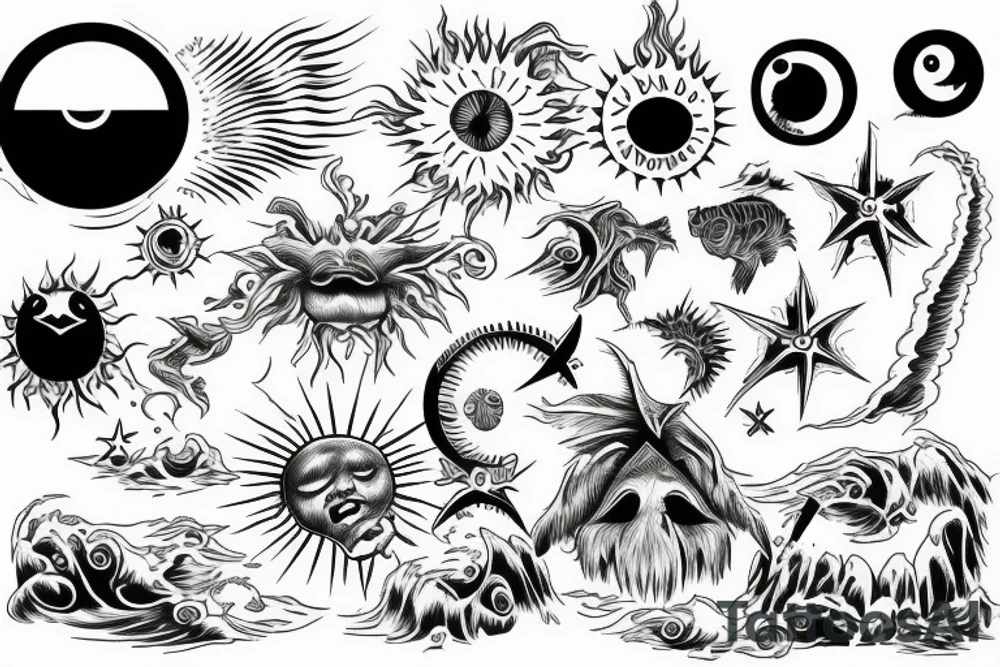 rising sun sun rays sun rise over ocean tattoo idea