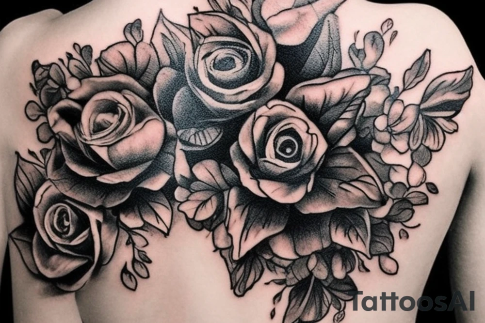 мужская тату, отсылки и загадочность, маленькие цветочки, дракон tattoo idea