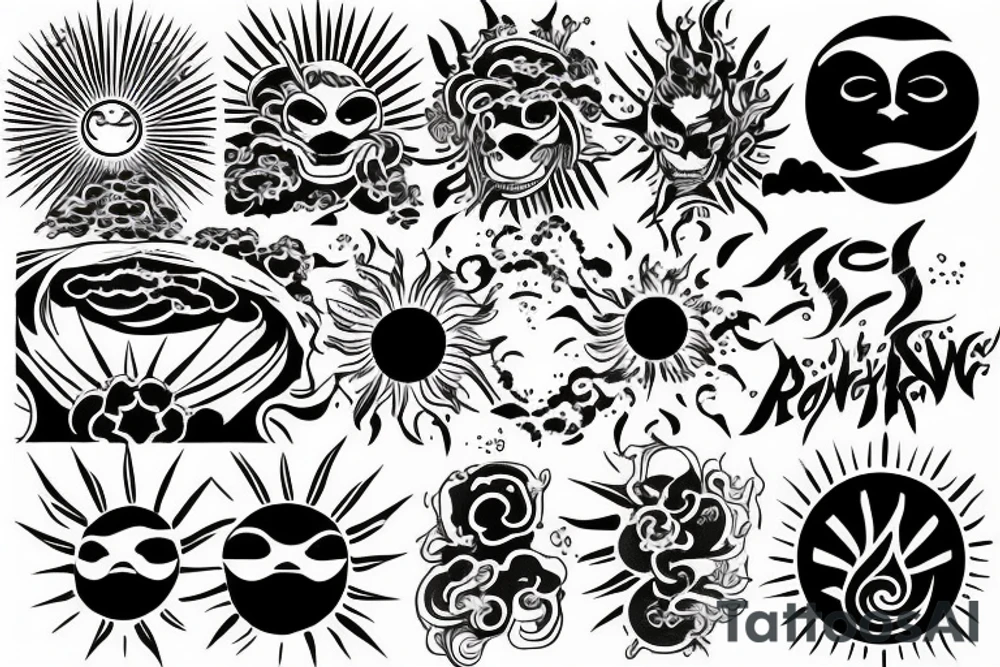 rising sun sun rays sun rise over ocean tattoo idea