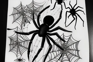 Spider 8 legs full black realistic tattoo idea