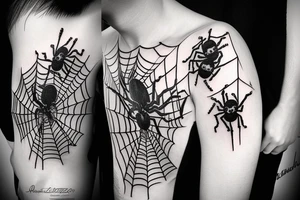 Spider 8 legs full black realistic tattoo idea