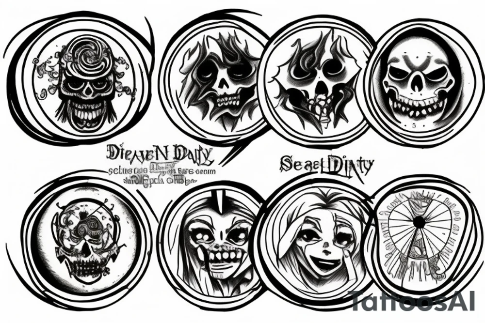 the seven deadly sins in the form of a circle tattoo idea