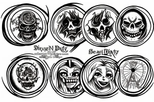 the seven deadly sins in the form of a circle tattoo idea