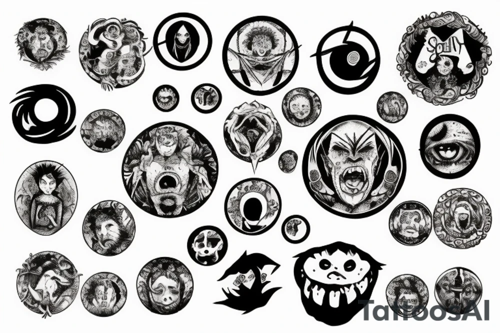 the seven deadly sins in the form of a circle tattoo idea