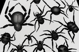 Spider 8 legs full black realistic tattoo idea