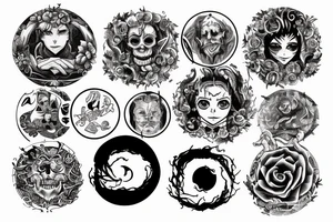 the seven deadly sins in the form of a circle tattoo idea