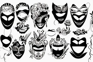 Blackwork precolombin vector mask face tattoo idea