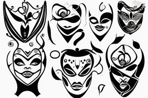 Blackwork precolombin vector mask face tattoo idea
