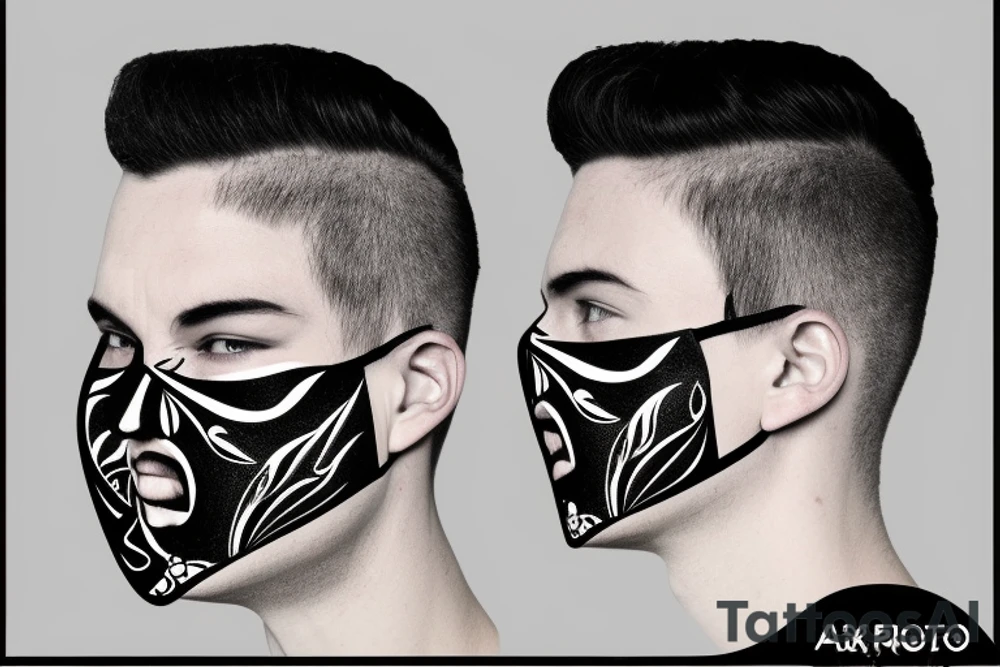 Blackwork precolombin vector mask face tattoo idea