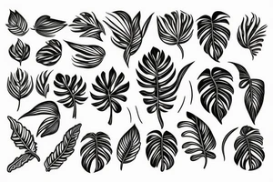 Monstera leaves with roots tattoo idea