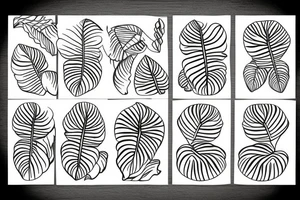 Monstera leaves with roots tattoo idea