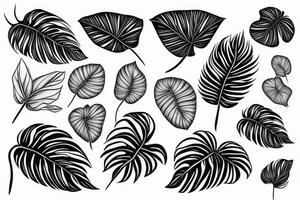 Plants Monstera with leaves and roots tattoo idea