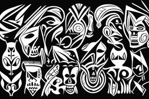 Blackwork pre colombian vector face tattoo idea