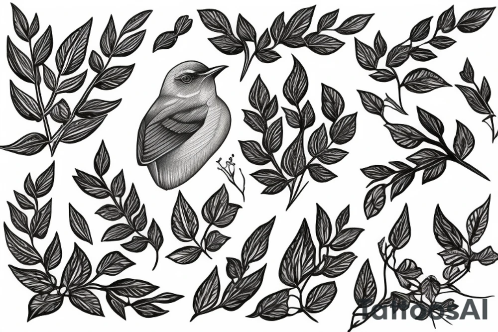 nightingale in rowan branches tattoo idea