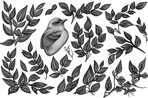 nightingale in rowan branches tattoo idea