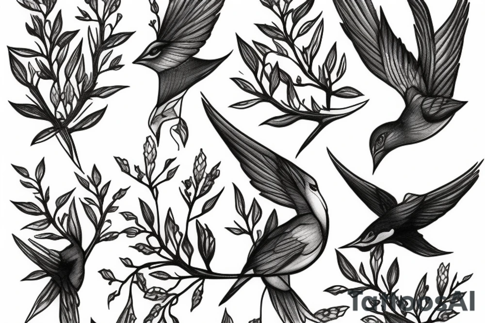 nightingale in rowan branches tattoo idea