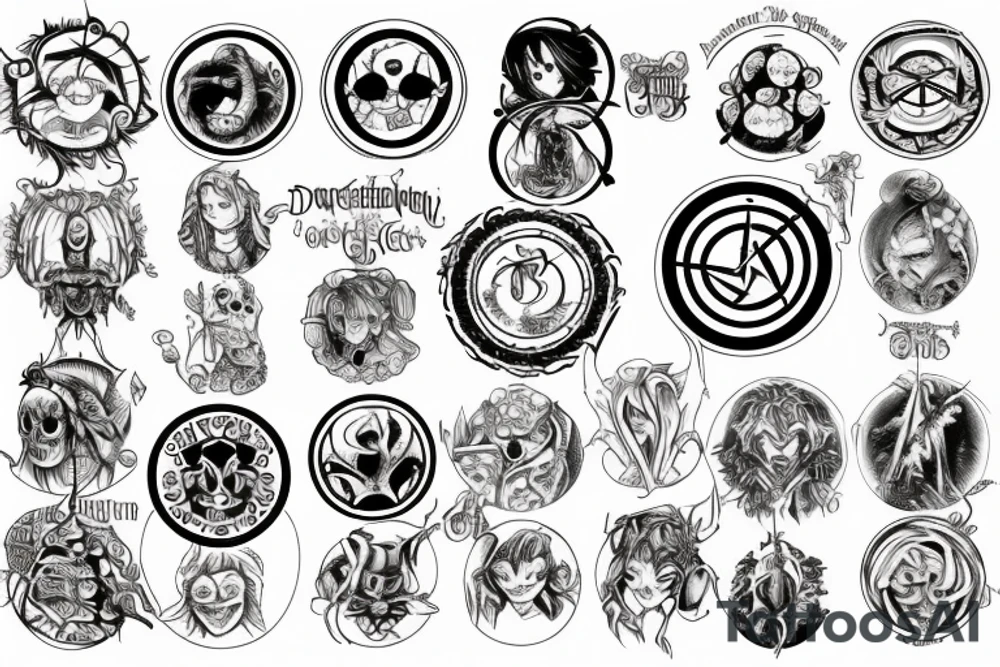 all seven deadly sins in one circle tattoo idea