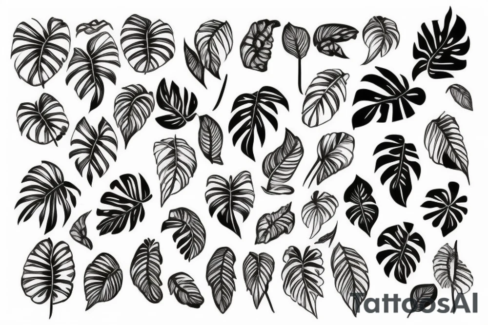 Plants Monstera with roots tattoo idea
