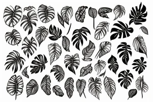 Plants Monstera with roots tattoo idea