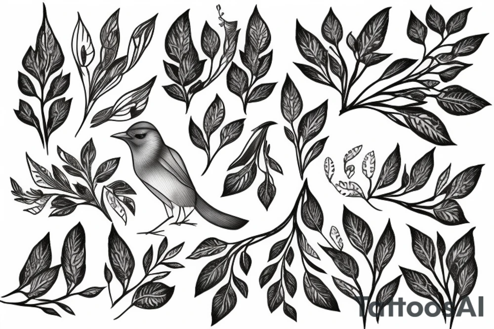 nightingale in rowan branches tattoo idea