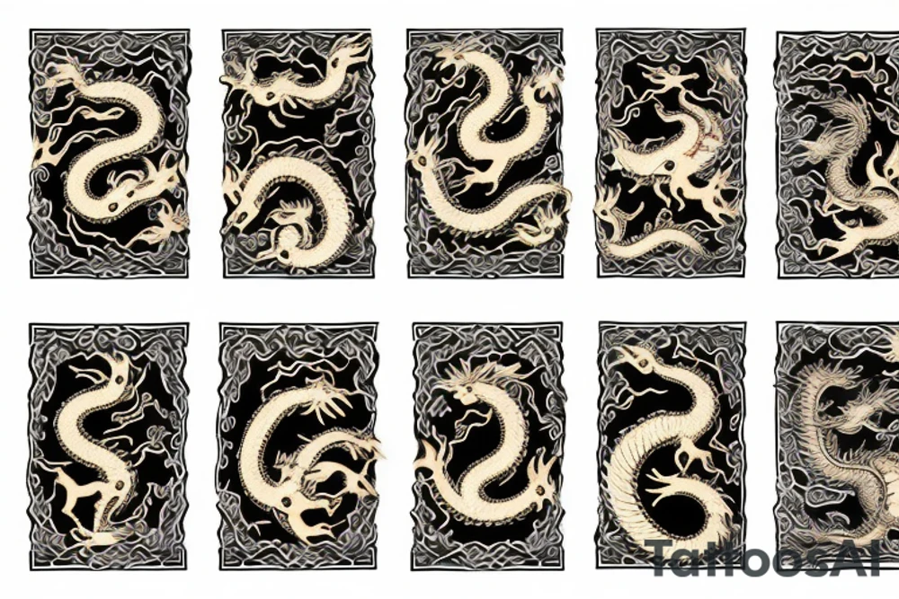 golden dragon on mountain tattoo idea
