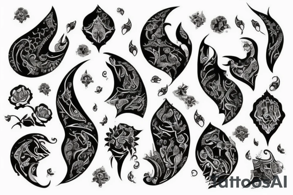 نصف قلب شکسته که با صف کله اسکلت سر چسپیده بهم tattoo idea