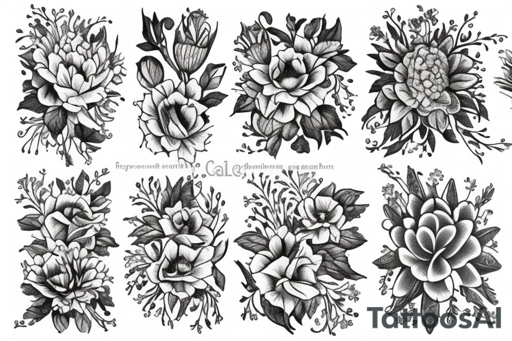 flowers in garden tattoo idea