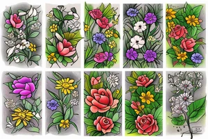 flowers in garden tattoo idea