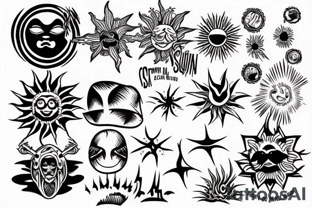 rising sun sun rays sun rise over ocean tattoo idea