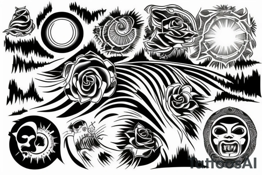 rising sun sun rays sun rise over ocean tattoo idea