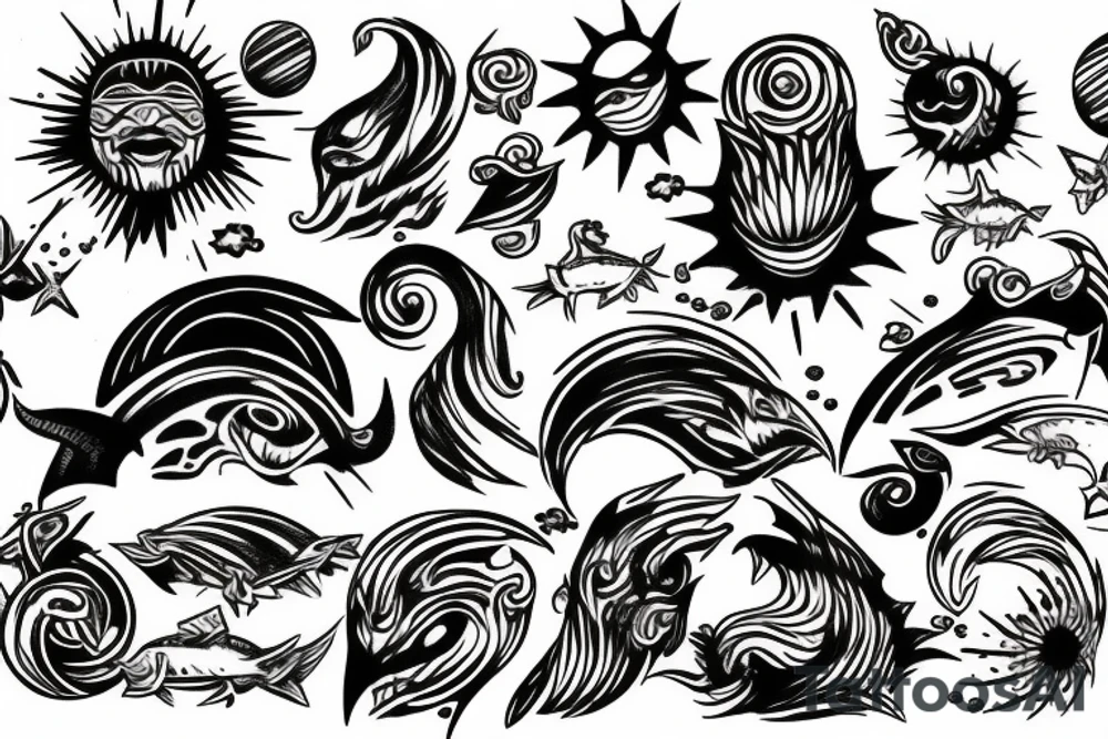 light shading rising sun sun rays sun rise over ocean tattoo idea