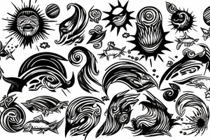 light shading rising sun sun rays sun rise over ocean tattoo idea