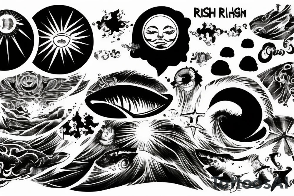 light shading rising sun sun rays sun rise over ocean tattoo idea