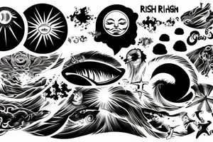 light shading rising sun sun rays sun rise over ocean tattoo idea