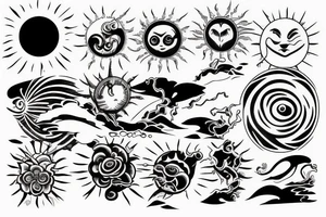 light shading rising sun sun rays sun rise over ocean tattoo idea
