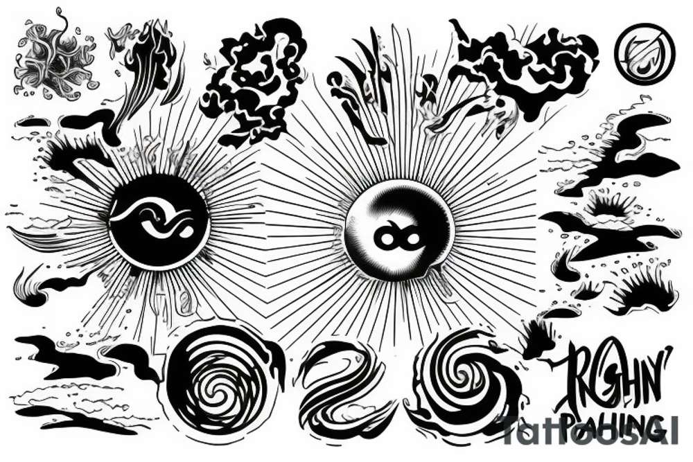 light shading rising sun sun rays sun rise over ocean tattoo idea
