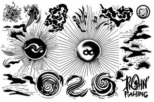 light shading rising sun sun rays sun rise over ocean tattoo idea