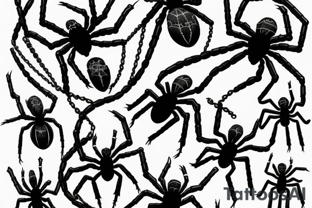 spider that crawls in chains tattoo idea