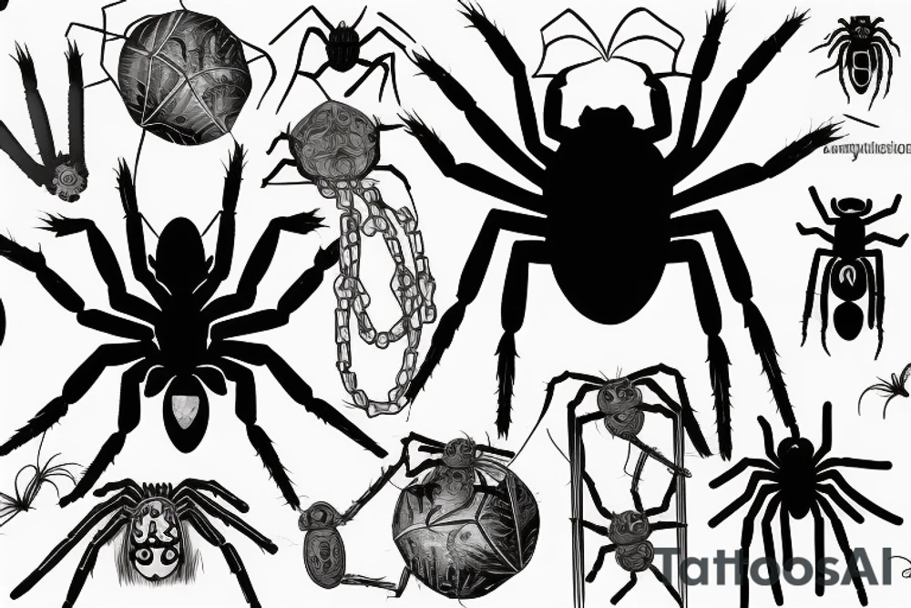 spider that crawls in chains tattoo idea