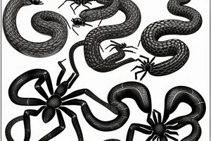 spider fights snake tattoo idea