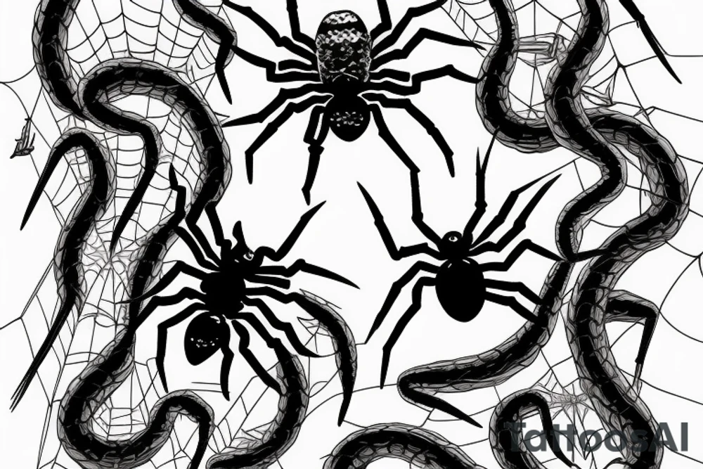 spider fights snake tattoo idea