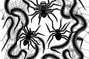 spider fights snake tattoo idea