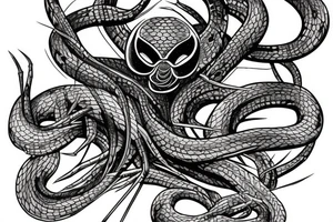 spider fights snake tattoo idea